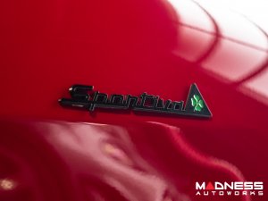 Alfa Romeo Emblems + Badges + Wheel Caps Kit - Black - "Alfa Romeo" + "Sportiva" Emblems + 2 AR Badges + 4 Center Caps